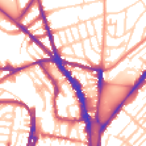 Daytime road noise heatmap for BN1 4HH