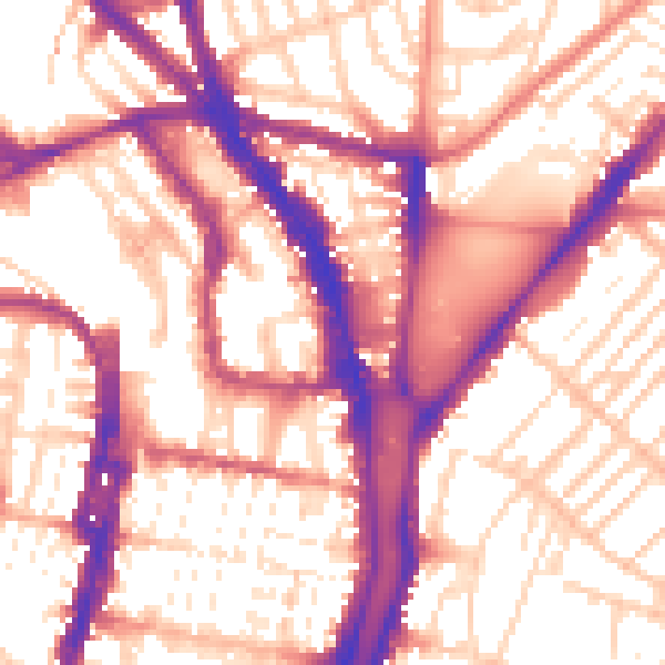 Daytime road noise heatmap for BN1 4JA