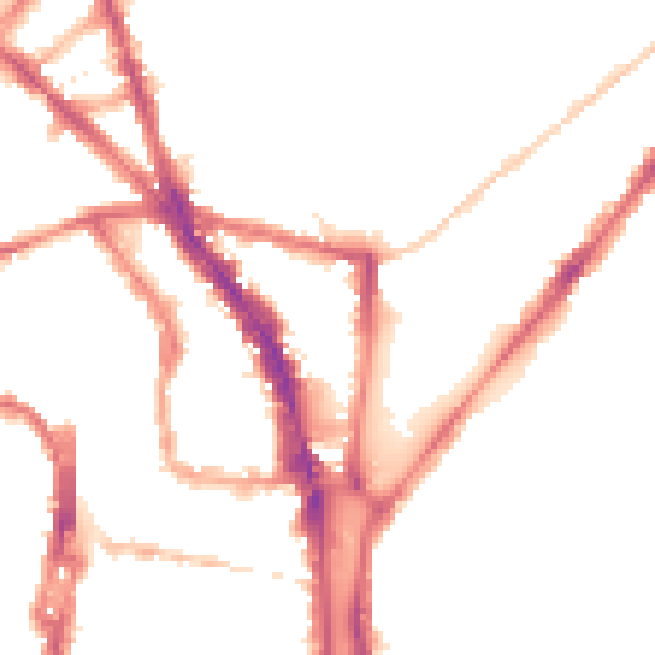 Night-time road noise heatmap for BN1 4JN