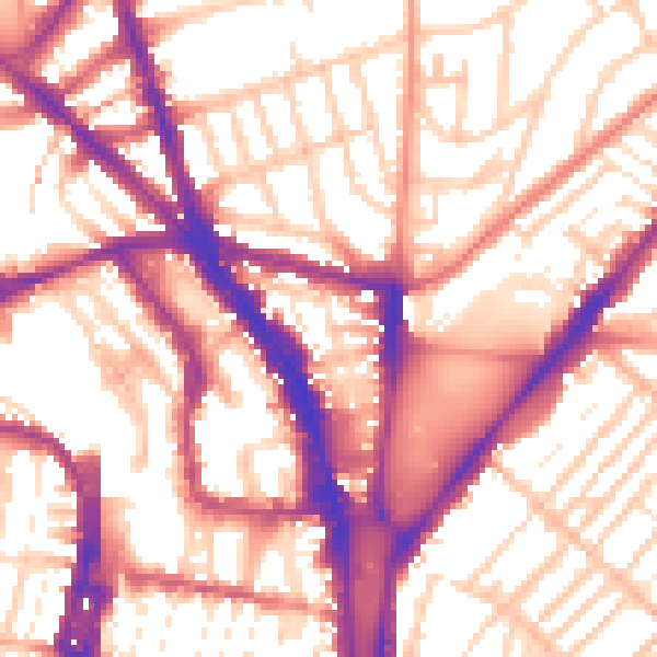 Daytime road noise heatmap for BN1 4JR