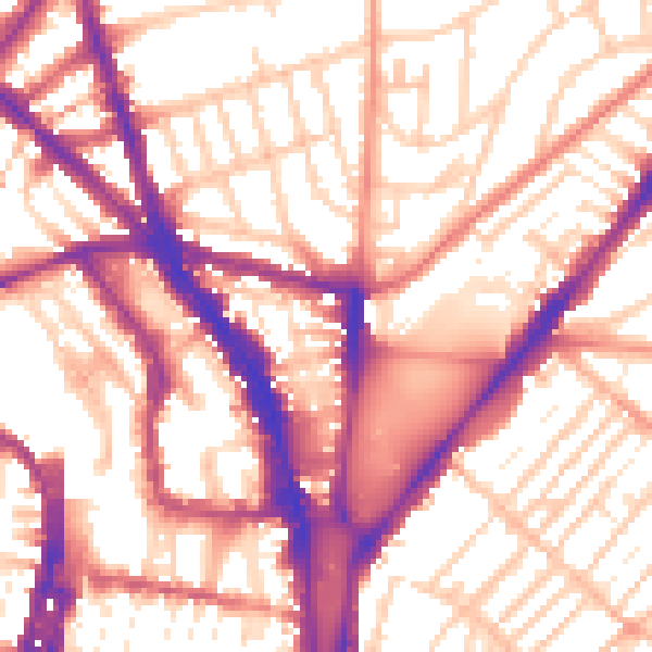 Daytime road noise heatmap for BN1 4JW