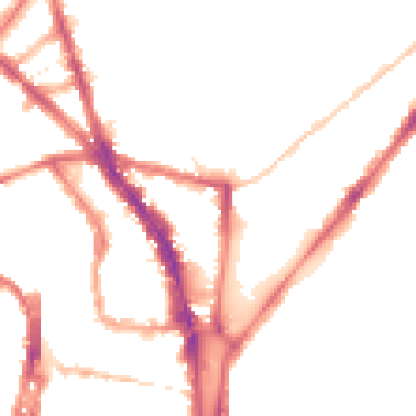 Night-time road noise heatmap for BN1 4JW