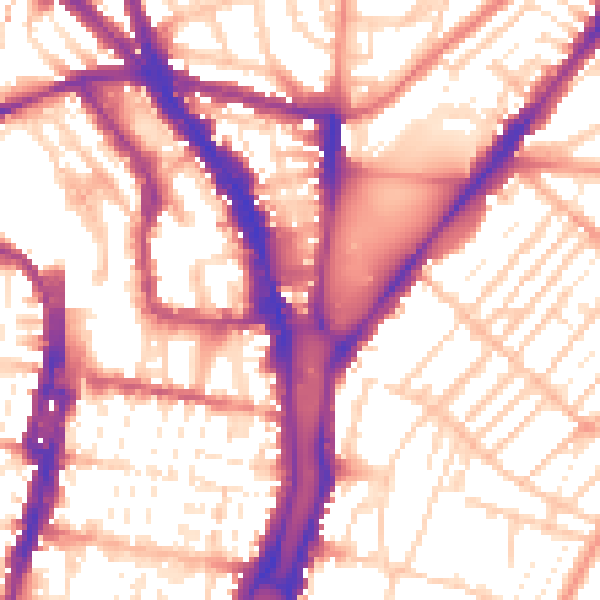 Daytime road noise heatmap for BN1 4JY