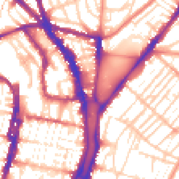 Daytime road noise heatmap for BN1 4JZ