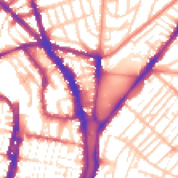 Daytime road noise heatmap for BN1 4LA