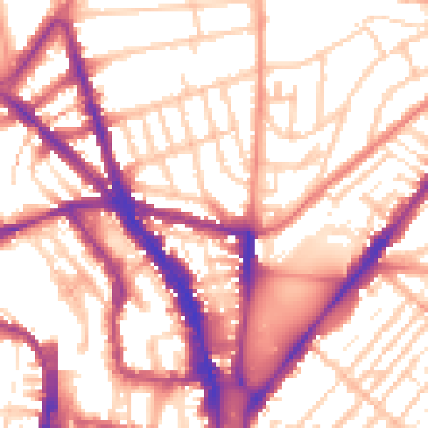 Daytime road noise heatmap for BN1 4NE