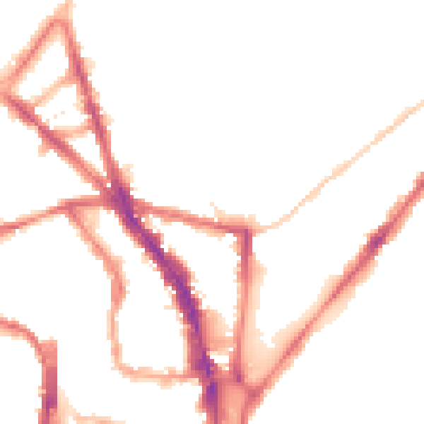 Night-time road noise heatmap for BN1 4NE