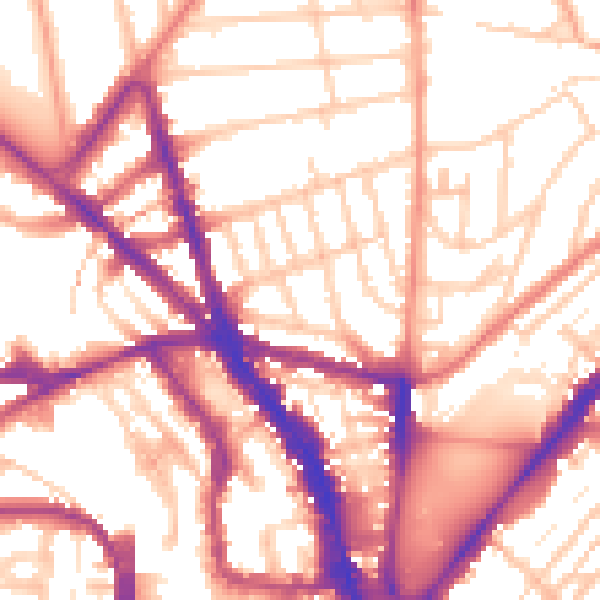 Daytime road noise heatmap for BN1 4NL