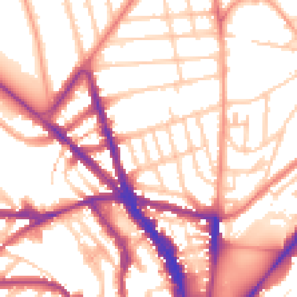 Daytime road noise heatmap for BN1 4NW