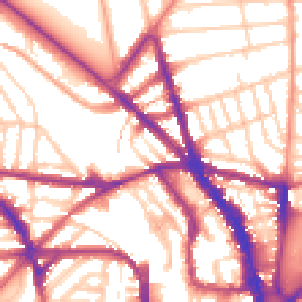 Daytime road noise heatmap for BN1 4QD