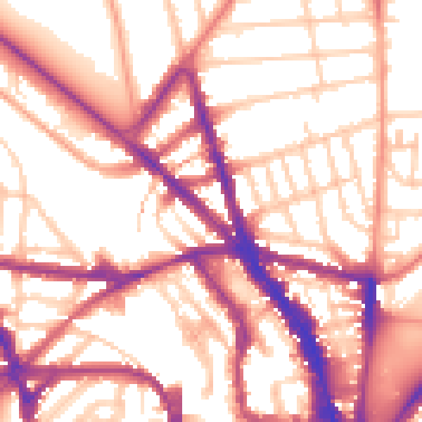 Daytime road noise heatmap for BN1 4QF