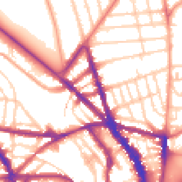 Daytime road noise heatmap for BN1 4QL