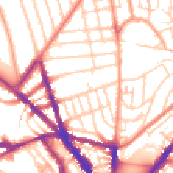 Daytime road noise heatmap for BN1 4QS