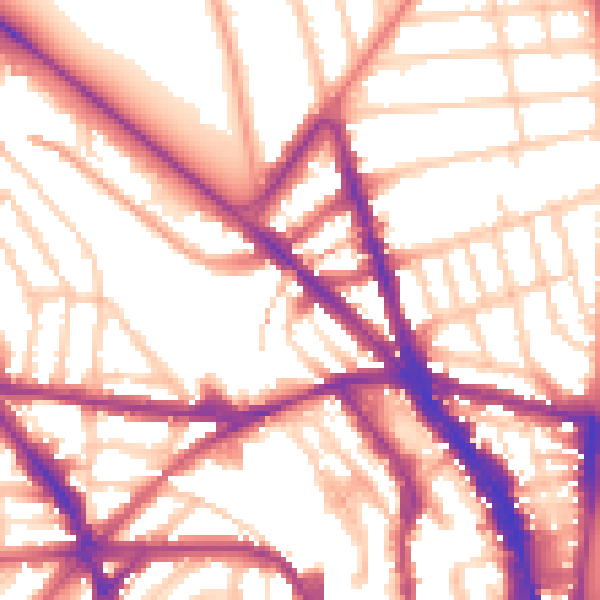 Daytime road noise heatmap for BN1 4QT