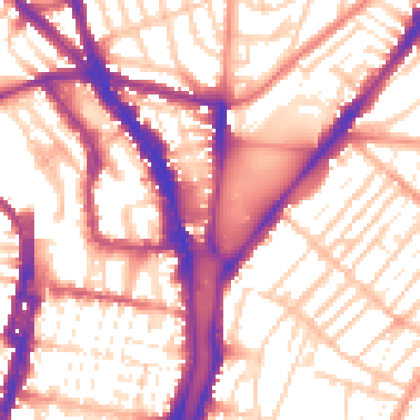 Daytime road noise heatmap for BN1 4SB