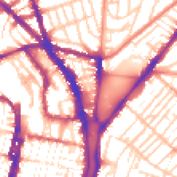 Daytime road noise heatmap for BN1 4ZH