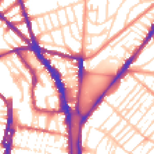 Daytime road noise heatmap for BN1 4ZL
