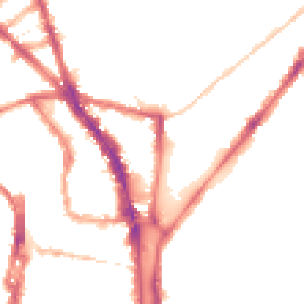 Night-time road noise heatmap for BN1 4ZL