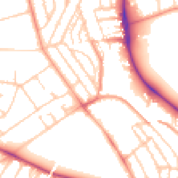 Daytime road noise heatmap for BN1 5AJ