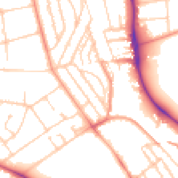 Daytime road noise heatmap for BN1 5AL