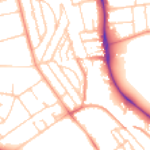 Daytime road noise heatmap for BN1 5AP