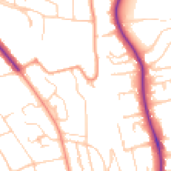 Daytime road noise heatmap for BN1 5BS