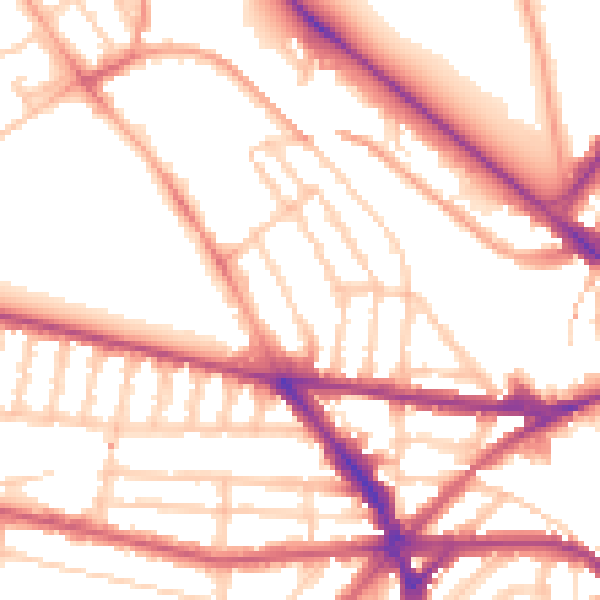 Daytime road noise heatmap for BN1 5DB