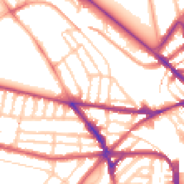 Daytime road noise heatmap for BN1 5DE