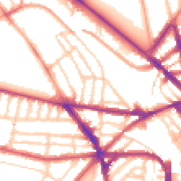 Daytime road noise heatmap for BN1 5DG