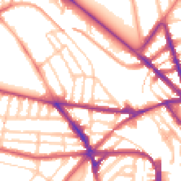 Daytime road noise heatmap for BN1 5DH