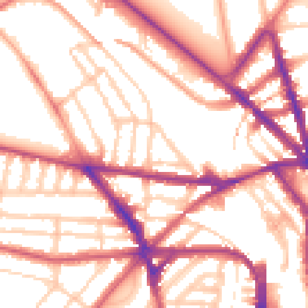 Daytime road noise heatmap for BN1 5DJ