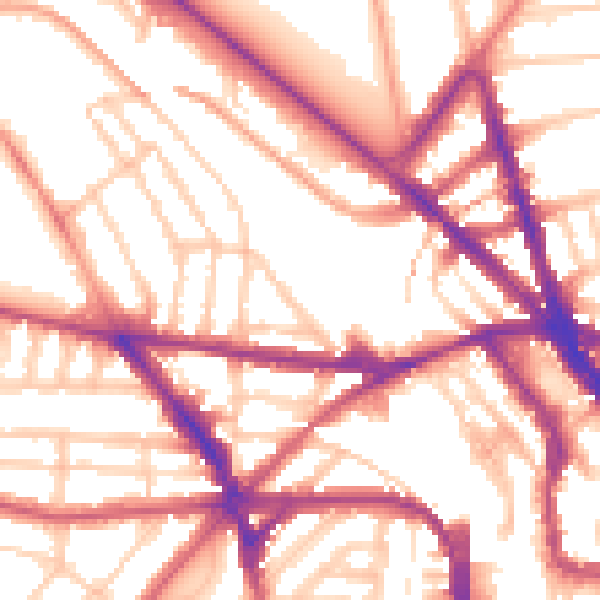 Daytime road noise heatmap for BN1 5DL