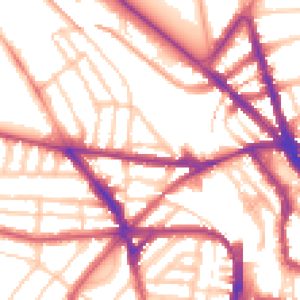 Daytime road noise heatmap for BN1 5DP