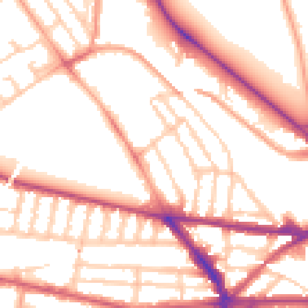 Daytime road noise heatmap for BN1 5DU