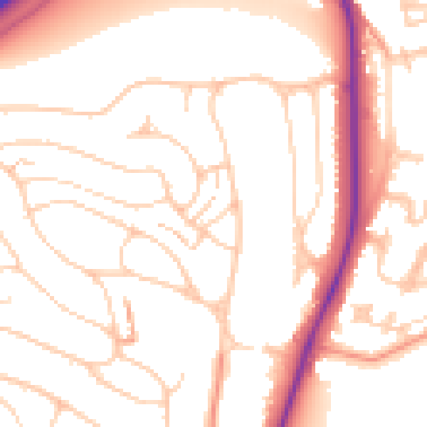 Daytime road noise heatmap for BN1 5EQ