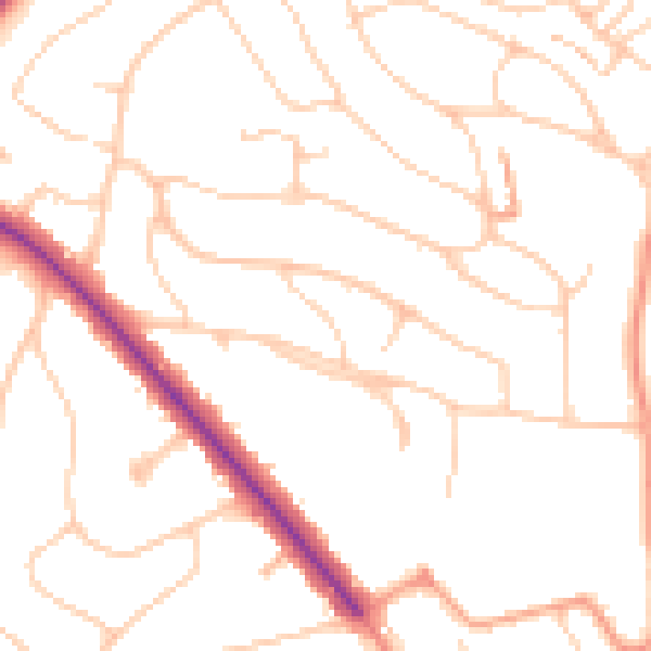 Daytime road noise heatmap for BN1 5FE