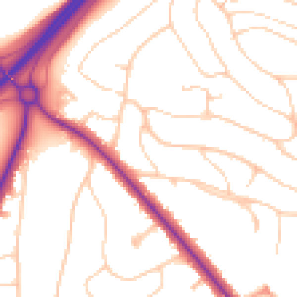 Daytime road noise heatmap for BN1 5FG