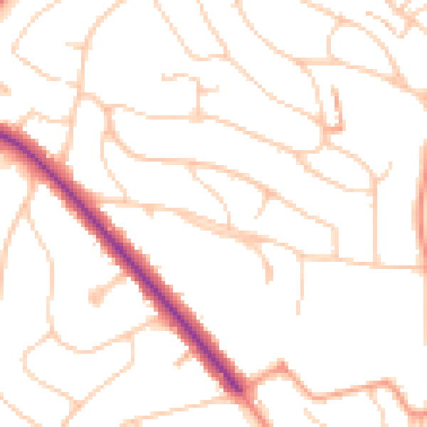 Daytime road noise heatmap for BN1 5JE