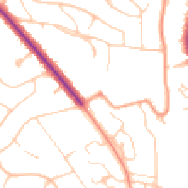 Daytime road noise heatmap for BN1 5LD