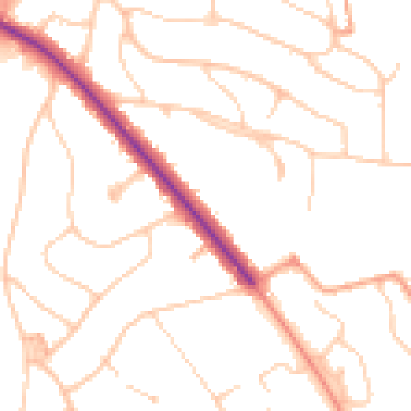 Daytime road noise heatmap for BN1 5LE