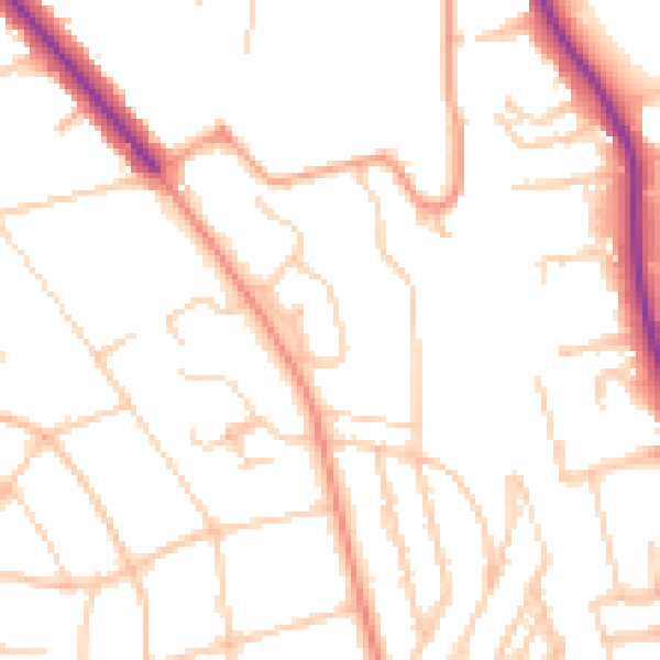 Daytime road noise heatmap for BN1 5LR