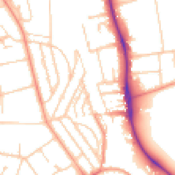 Daytime road noise heatmap for BN1 5NJ