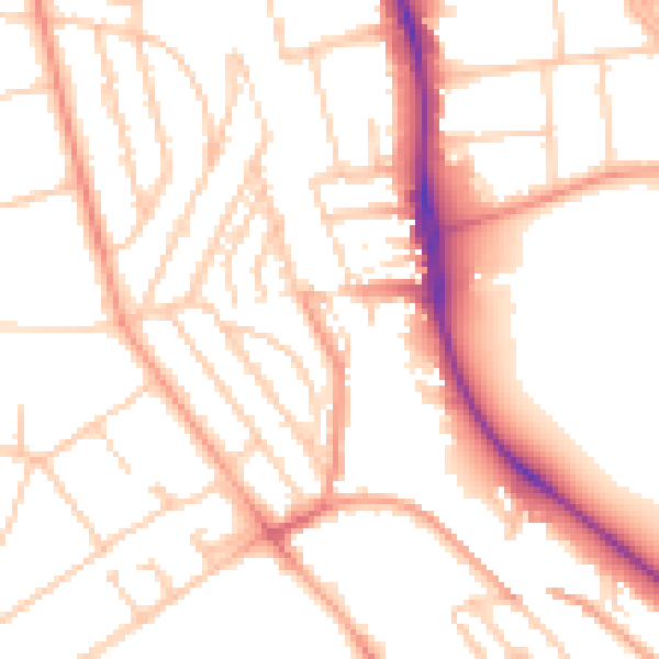Daytime road noise heatmap for BN1 5NP