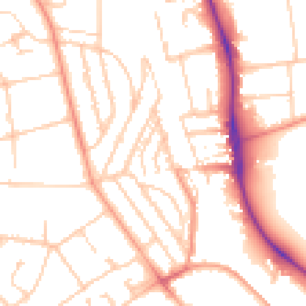 Daytime road noise heatmap for BN1 5NR