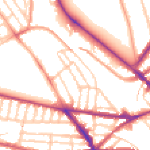 Daytime road noise heatmap for BN1 5PH