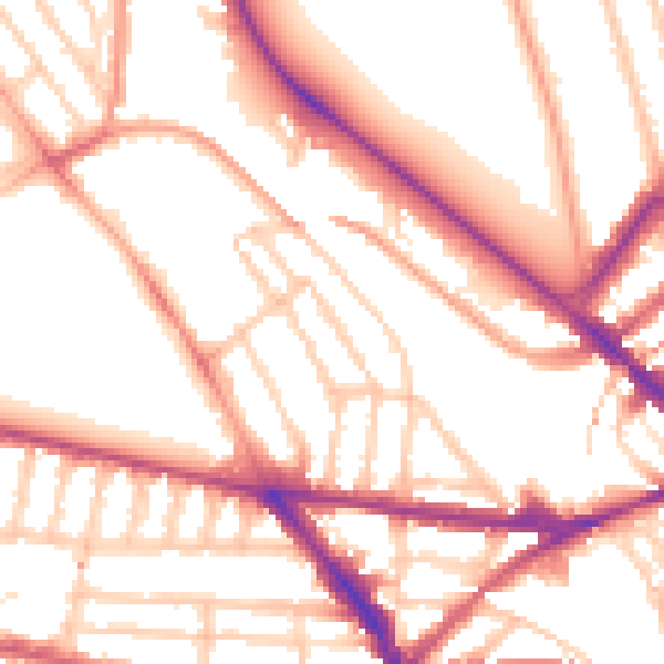 Daytime road noise heatmap for BN1 5PP
