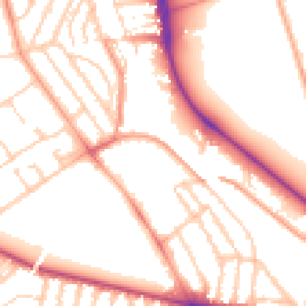 Daytime road noise heatmap for BN1 5PS