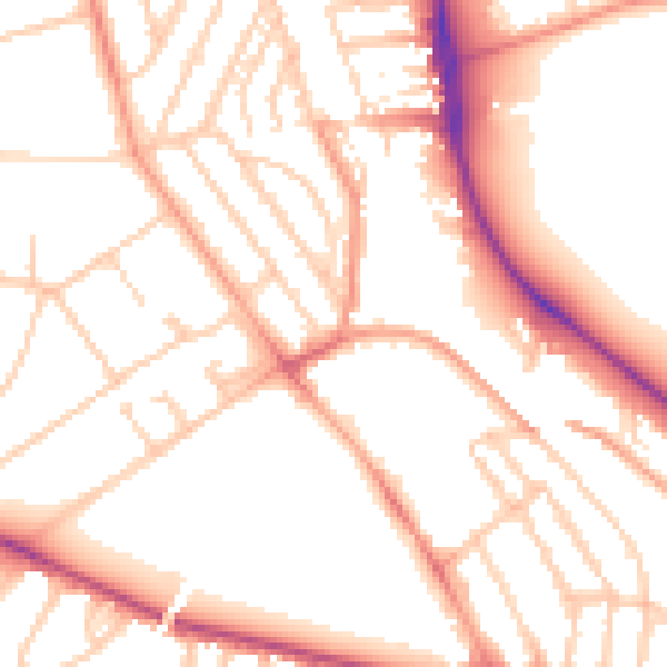 Daytime road noise heatmap for BN1 5PT