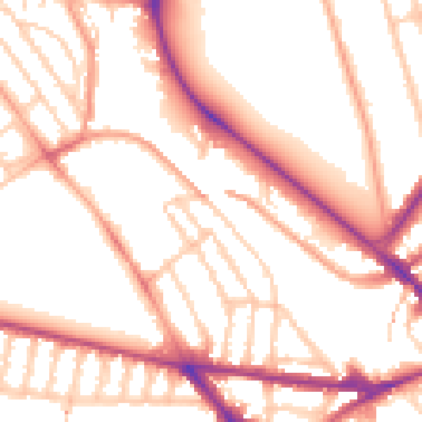 Daytime road noise heatmap for BN1 5PW