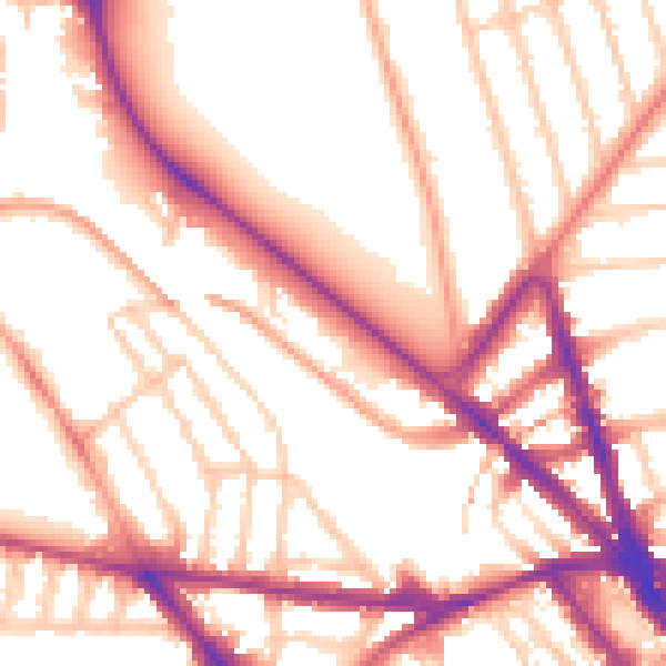 Daytime road noise heatmap for BN1 6AF